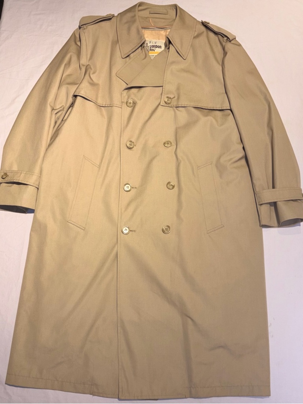 VTG London Fog Men’s Double Breasted Trench Coat with Zip-Out Liner Size 44 Reg